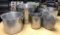 6 piece group metal pots, pails, lids