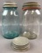 Lot of 2 : Vintage Glass Jars w/ Lids - Ball and Kerr