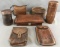 Group of 7 leather boxes, canisters and more