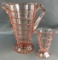 Pink Depression Glass Octagonal Pitcher and Glass