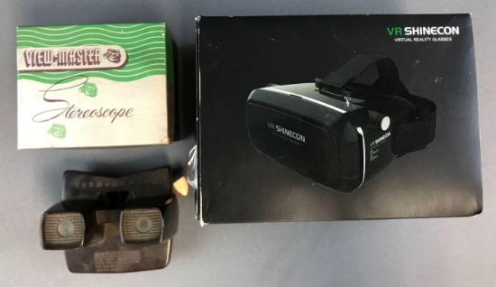 "Viewing" Lot - 2 Vintage "View-Master" Steroscopes + a Pair of "Shinecon" Virtual Reality Glasses