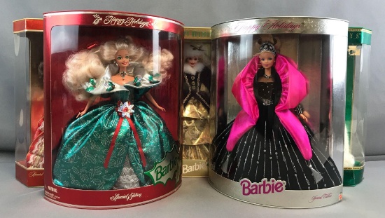 Group of 5 : Holiday Barbies in Original Packaging