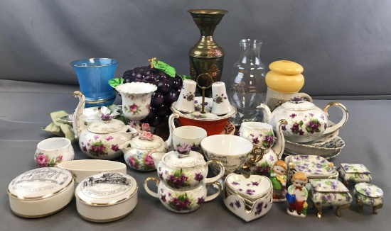 Group of 40+ Metal, Ceramic Decorative + Souvenir Pieces
