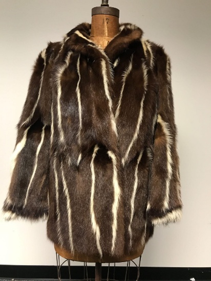Brown and White Fur Coat