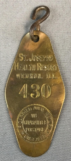 Vintage St Joseph Health Resort Hotel Key Tag : Wedron, Illinois