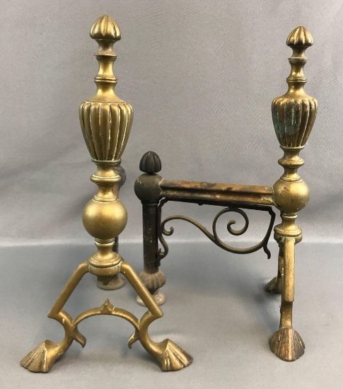 Antique Brass Andirons
