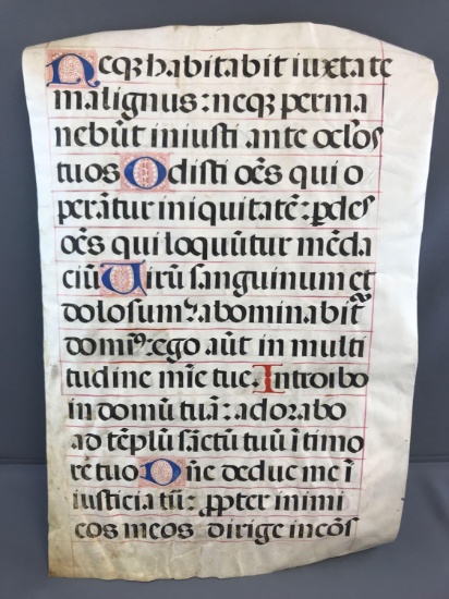 Set of 2 : Vintage "Illuminated Manuscript" Latin Pages