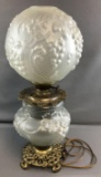 Vintage Converted Glass Shade Oil Lamp