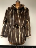 Brown and White Fur Coat