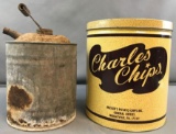 Group of 2 : Vintage Tins - Cream City and Charles Chips