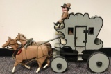 Wooden Stagecoach w/ Horses and Riders