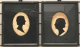 Group of 2 : Vintage (1930) Wood Matted and Framed Silhouettes