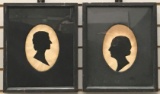 Group of 2 : Vintage (1930) Wood Matted and Framed Silhouettes