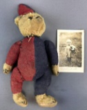 Antique Teddy Bear and Real Photo Postcard Featuring a Child w/ the same bear