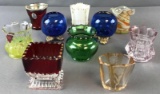 Group of 10 : Antique to Modern Glass Toothpick Holders
