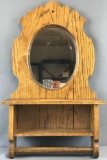 Hanging Wooden Mirror/Shelf/Towel Bar