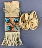 Native American Baby Moccasins and Seed Bead Bag