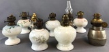 Group of 9 vintage oil lamps