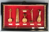 Shadow box display-miniature wooden replica Chinese instruments