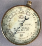 Vintage Brass Airco Oxygen Gauge