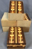 Group of 6 hinged lid, inlaid wood boxes