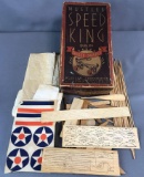 Vintage Roller Skates box with wooden model airplane kit