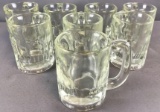 Group of 8 vintage heavy clear glass thumbprint beer/root beer mugs