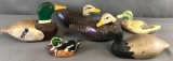 Group of 6 hand painted duck decoys and more
