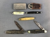 Group of 7 : Vintage and Antique Pocket Knives and Fold-able Scissors