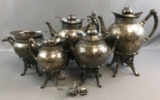 Group of Silver Plate Teapots + more