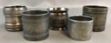 Group of 5 : Silver Plate/Pewter Napkin Rings