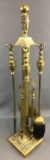 Vintage Brass Fireplace Tools + Stand