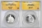 Group of (2) ANACS Certified 1982 D & S Washington Silver Commemorative Half Dollar BU & Proof.