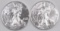 Group of (2) 2019 American Silver Eagles.