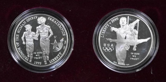 1995 2-Coin Atlanta Centennial Olympic Games Commemorative Proof.