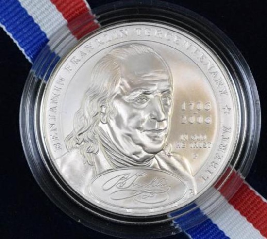 2006 P Benjamin Franklin Commemorative Silver Dollar BU.
