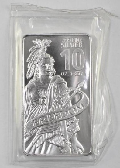Freedom Design 10oz. .999 Fine Silver Ingot / Bar.