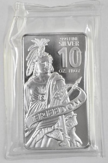 Freedom Design 10oz. .999 Fine Silver Ingot / Bar.