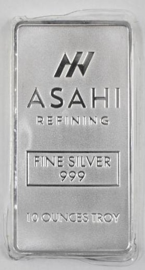Asahi Refining 10oz. .999 Fine Silver Ingot / Bar.