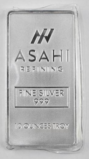 Asahi Refining 10oz. .999 Fine Silver Ingot / Bar.