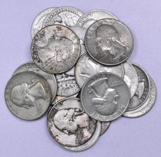 Group of (20) Washington Silver Quarters.