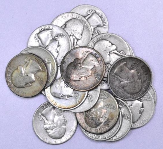 Group of (20) Washington Silver Quarters.
