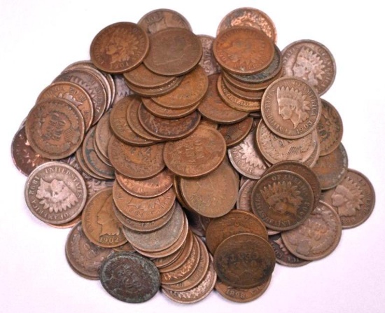 Group of (100) Indian Head Cents.