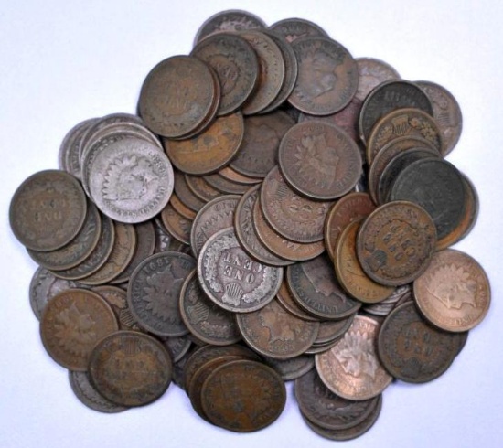 Group of (100) Indian Head Cents.
