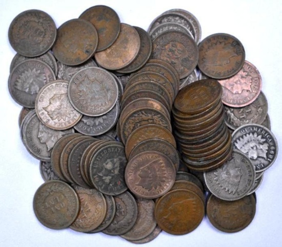 Group of (100) Indian Head Cents.