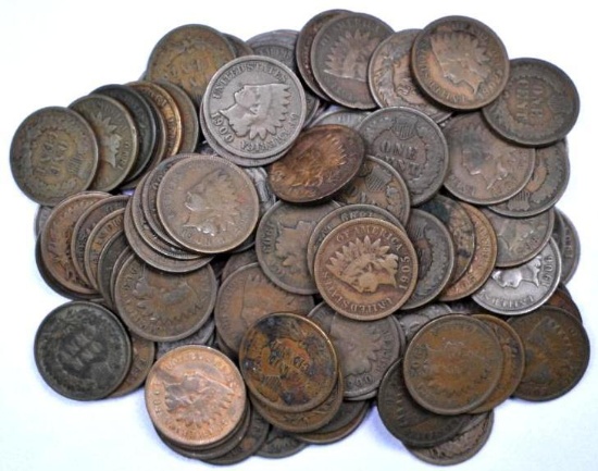Group of (100) Indian Head Cents.
