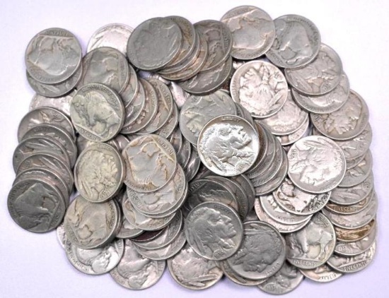 Group of (100) Full Date Buffalo Nickels.