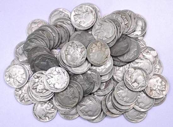 Group of (100) Full Date Buffalo Nickels.