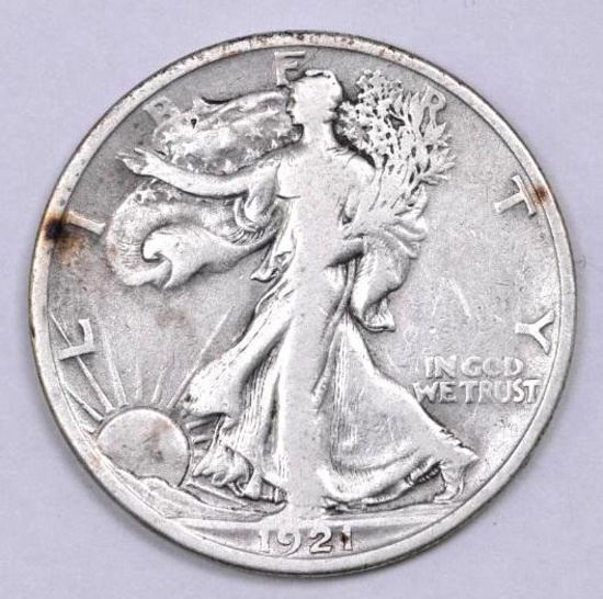 1921 S Walking Liberty Silver Half Dollar.