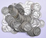 Group of (100) Mercury Silver Dimes.
